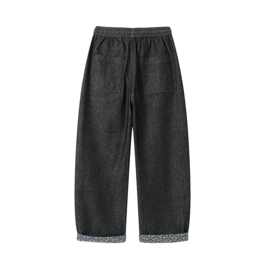 Damen Culotte-Jeans mit elastischem Tunnelzugbund und gemustertem Umschlag Nord Taschen