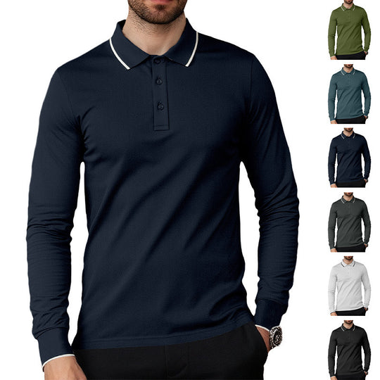 Herren Langarm-Piqué-Polo mit kontrastbesetztem Kragen und Bündchen Nord Taschen