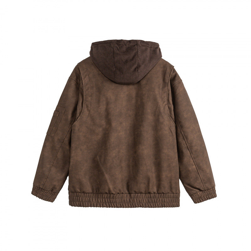 Unisex Oversize-Hoodie-Bomberjacke in Velours-Optik mit Kapuze, Ärmeltasche und elastichem Saum Nord Taschen