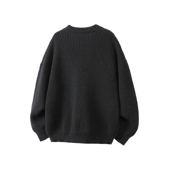 Unisex Oversize Grobstrick-Cardigan mit V-Ausschnitt, Knopfleiste und aufgesetzten Taschen Nord Taschen