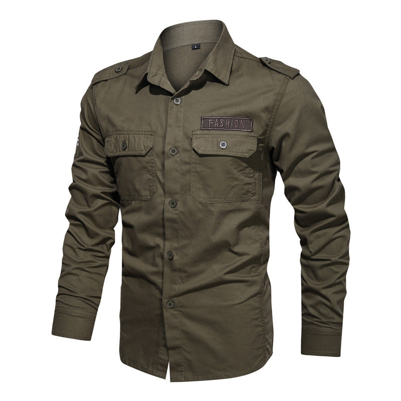 Herren  Fieldshirt aus Baumwoll-Twill mit Schulterklappen und Klappentaschen Nord Taschen
