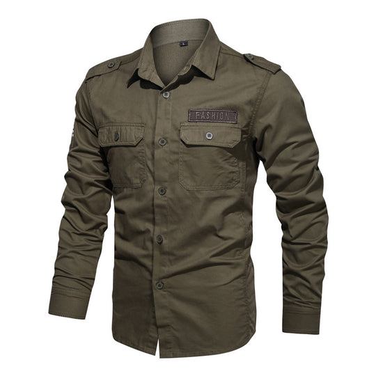 Herren  Fieldshirt aus Baumwoll-Twill mit Schulterklappen und Klappentaschen Nord Taschen