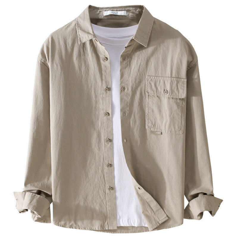 Herren Vielseitiges Baumwoll-Overshirt mit aufgesetzter Klappentasche und entspanntem Schnitt Nord Taschen