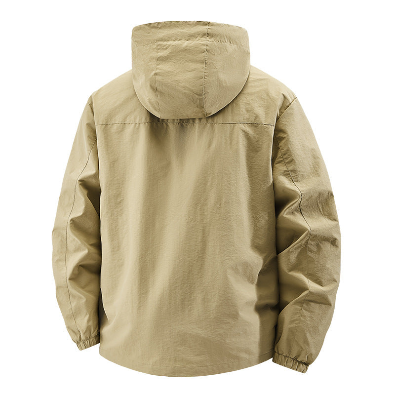 Herren Leichte Outdoor-Jacke mit verstellbarem Kapuzenkragen Nord Taschen