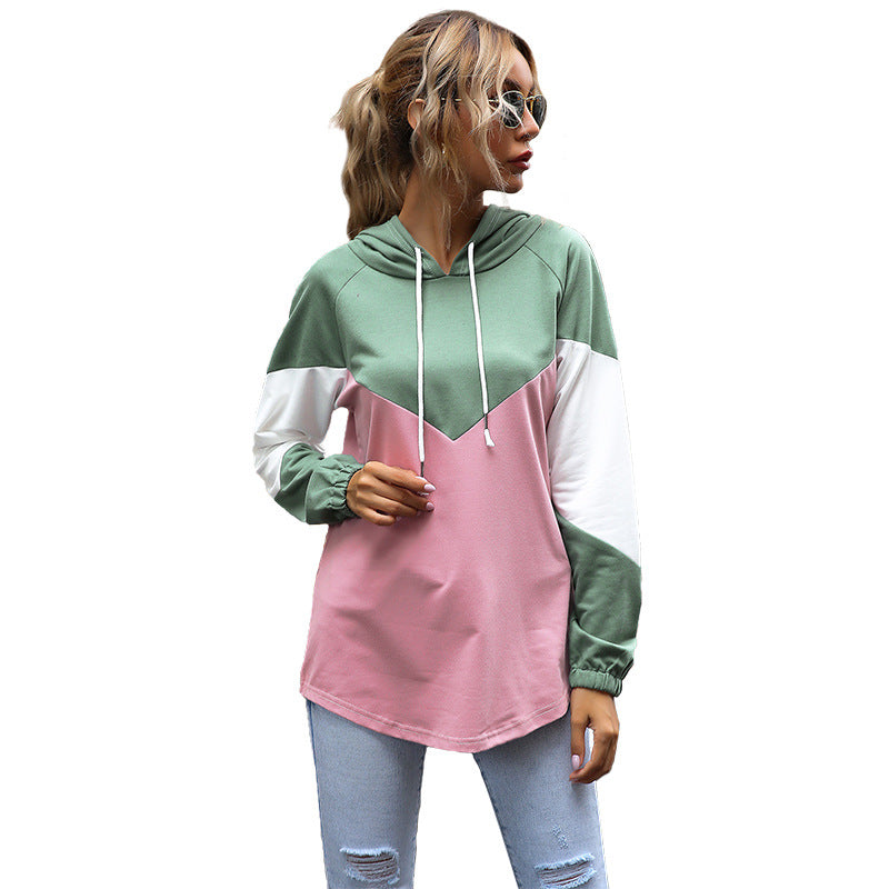 Damen Oversize Kapuzenpullover mit Raglanärmeln und abgerundetem Saum Nord Taschen