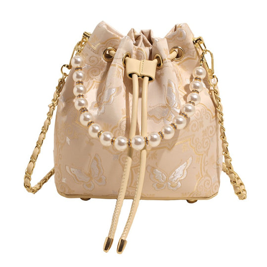 Damen Umhängetasche mit luxuriösem Perlenbesatz und floralen Details Nord Taschen
