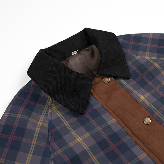 Damen Oversize-Karo-Fieldjacke mit Wachsfinish und Zweifachverschluss Nord Taschen