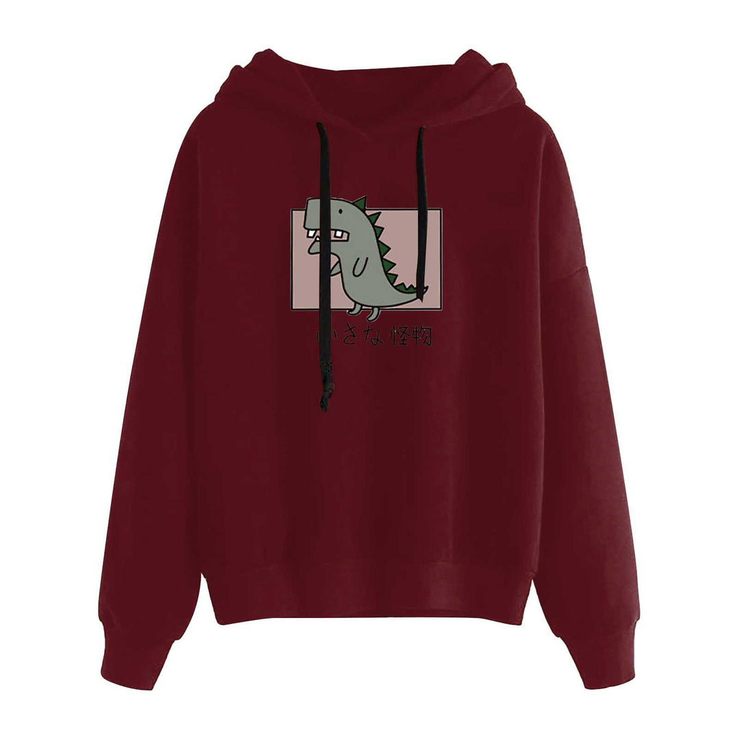 Damen nan kurz geschnittener Cropped-Kapuzenpullover mit niedlicher Frosch-Illustration und verstellbarer Kapuze Nord Taschen