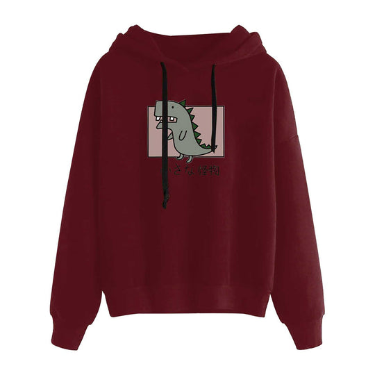 Damen nan kurz geschnittener Cropped-Kapuzenpullover mit niedlicher Frosch-Illustration und verstellbarer Kapuze Nord Taschen