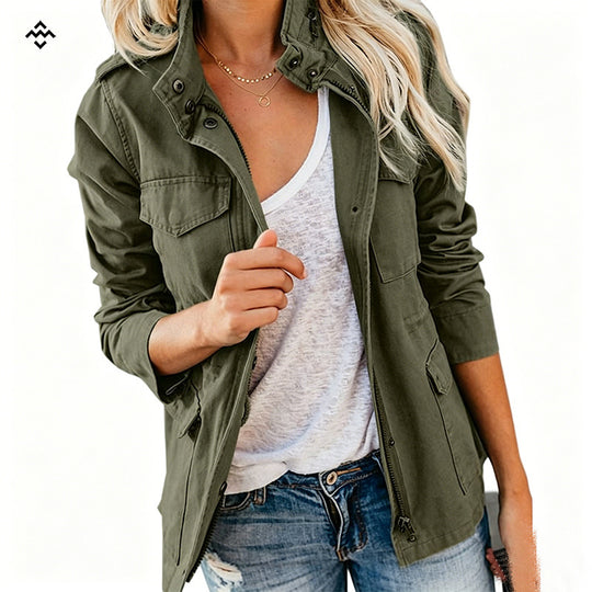 Damen leichte Feldjacke im Utility-Stil mit Stehkragen und Mehrfachtaschen Nord Taschen