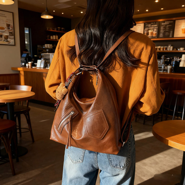 Damen Hobo-Tasche aus hochwertigem Leder mit elegantem Kordelzug Nord Taschen