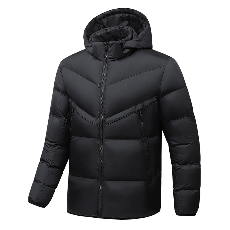 Herren Leichte Daunenoptik-Steppjacke mit Kapuze, winddichter Thermoisolierung und vertikalen Reißverschlusstaschen Nord Taschen