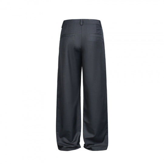 Damen Weite Bundfalten-Hose mit hoher Taille und sichtbarer Knopfleiste Nord Taschen