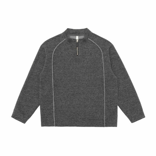 Herren Halbzip-Sweatshirt mit Stehkragen und Kontrastnaht Nord Taschen