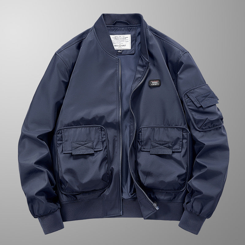 Herren leichter Nylon-Bomber mit Utility‑Taschen, Ärmel‑Organizer und geripptem Saum Nord Taschen