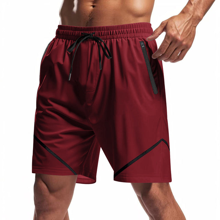 Herren nan atmungsaktive Trainingsshorts mit Reißverschlusstaschen und elastischem Tunnelzugbund
