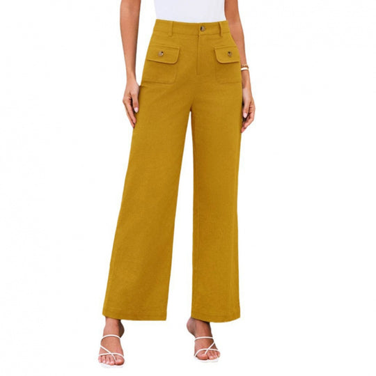 Damen High-Waist Palazzo-Hose mit aufgesetzten Knopf-Taschen Nord Taschen