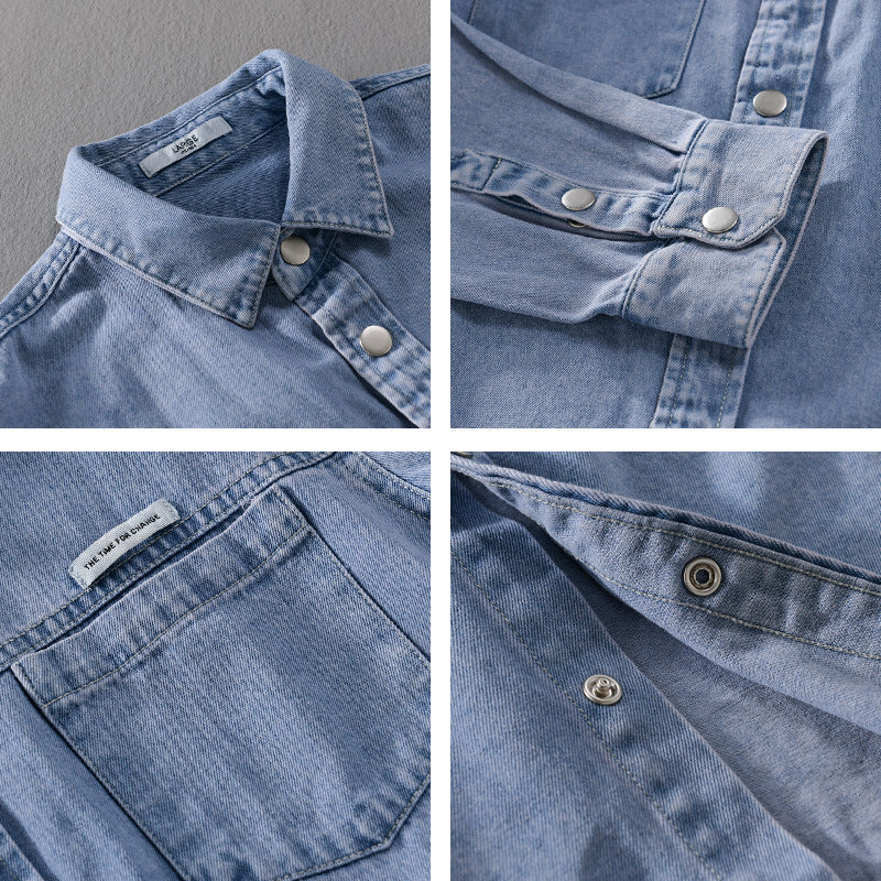 Herren Jeans-Worker-Overshirt im Hemdjacken-Stil mit Brusttaschen Nord Taschen