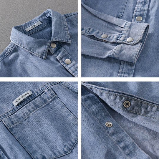 Herren Jeans-Worker-Overshirt im Hemdjacken-Stil mit Brusttaschen Nord Taschen