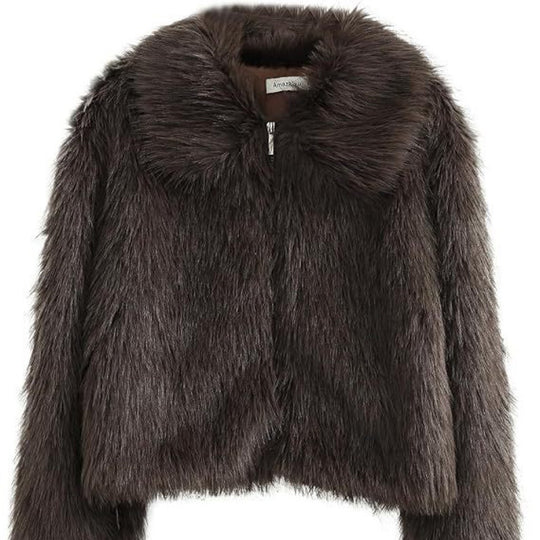 Damen Kurzes Shaggy‑Faux‑Fur‑Blouson mit dichtem Hochflor und kastiger Cropped‑Passform Nord Taschen