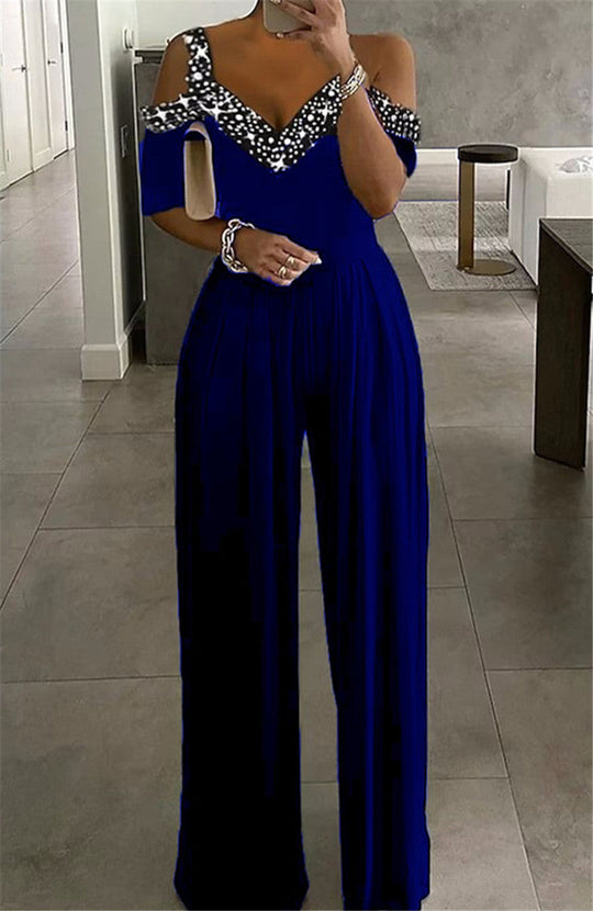 Eleganter Damen Jumpsuit mit Schulterfreiem Schnitt & Glitzerndem Dekolleté für Party & Events - Vittorelli