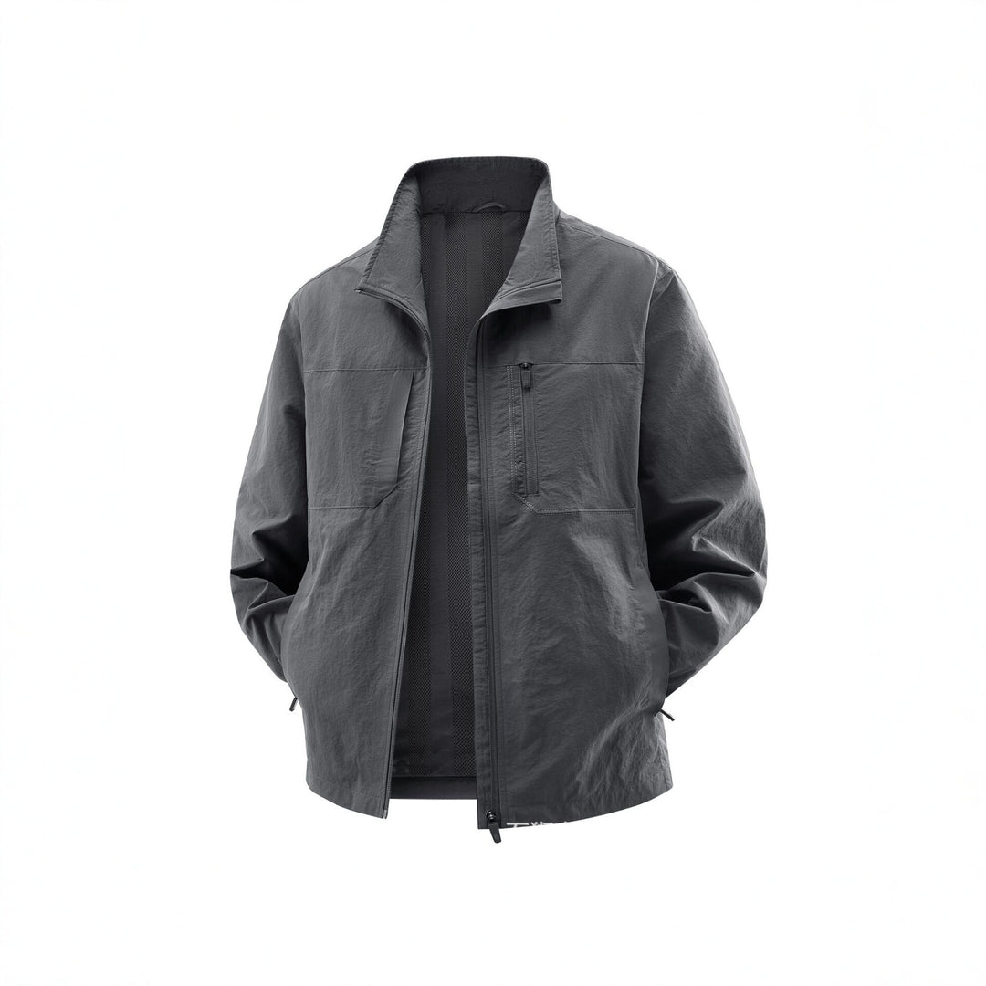 Herren Leichte Field-Utility-Jacke mit Mesh‑Futter, Stehkragen und Reißverschlusstaschen Nord Taschen