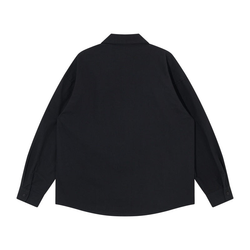 Herren Oversize-Hemdjacke im Workwear-Stil mit Ziersteppungen und Metallnieten Nord Taschen
