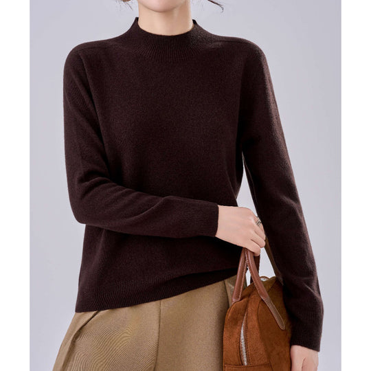 Damen Feiner Feinstrick-Pullover mit kurzem Stehkragen und Kaschmir-Optik Nord Taschen