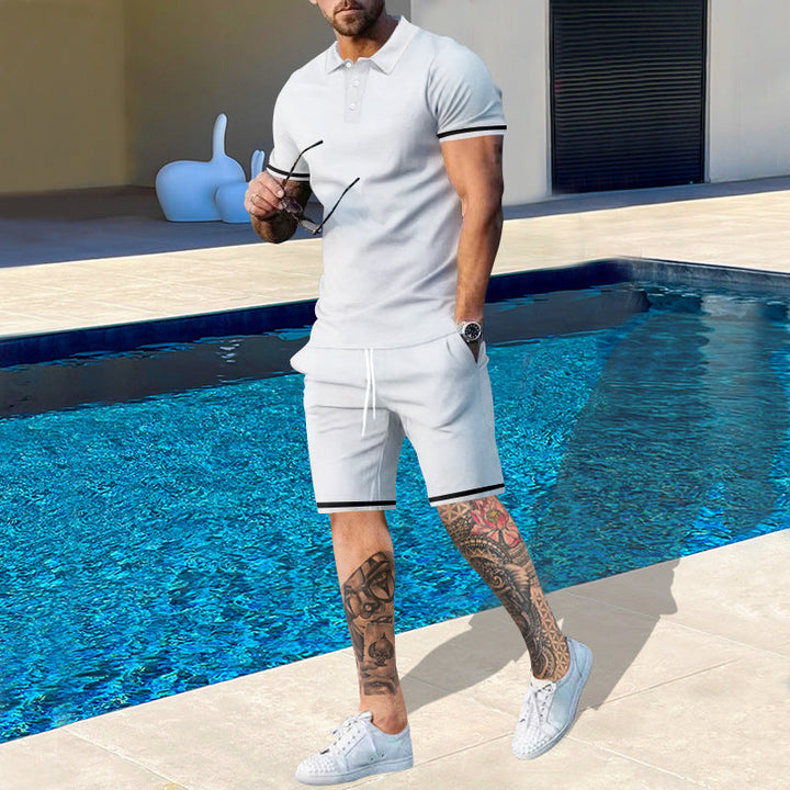 Herren Poloshirt und Shorts-Set mit sportlichen Akzenten