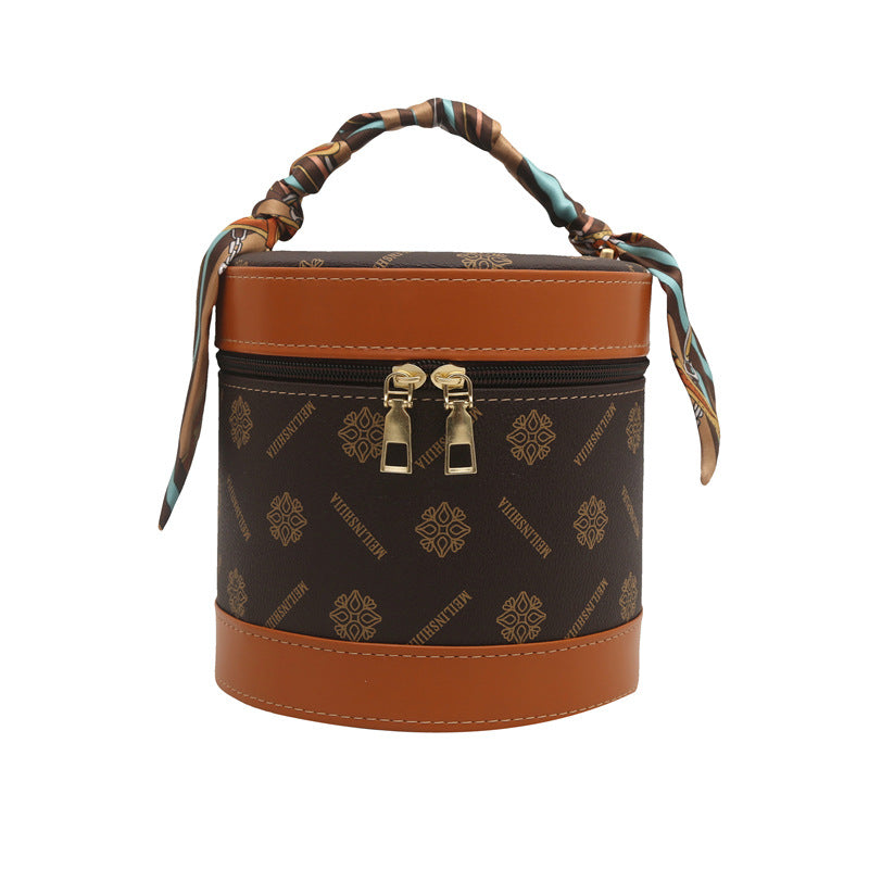 Damen elegante Rundhandtasche mit modischem Seidenhenkel Nord Taschen