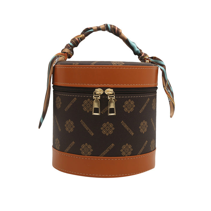 Damen elegante Rundhandtasche mit modischem Seidenhenkel Nord Taschen