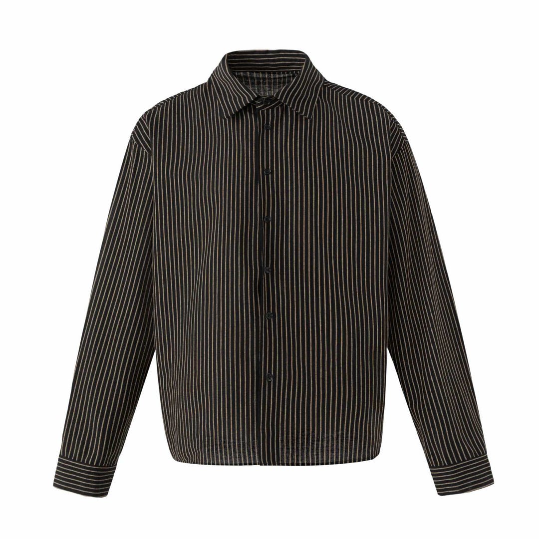 Damen Oversize-Hemdbluse mit feinen Streifen und Kentkragen Nord Taschen