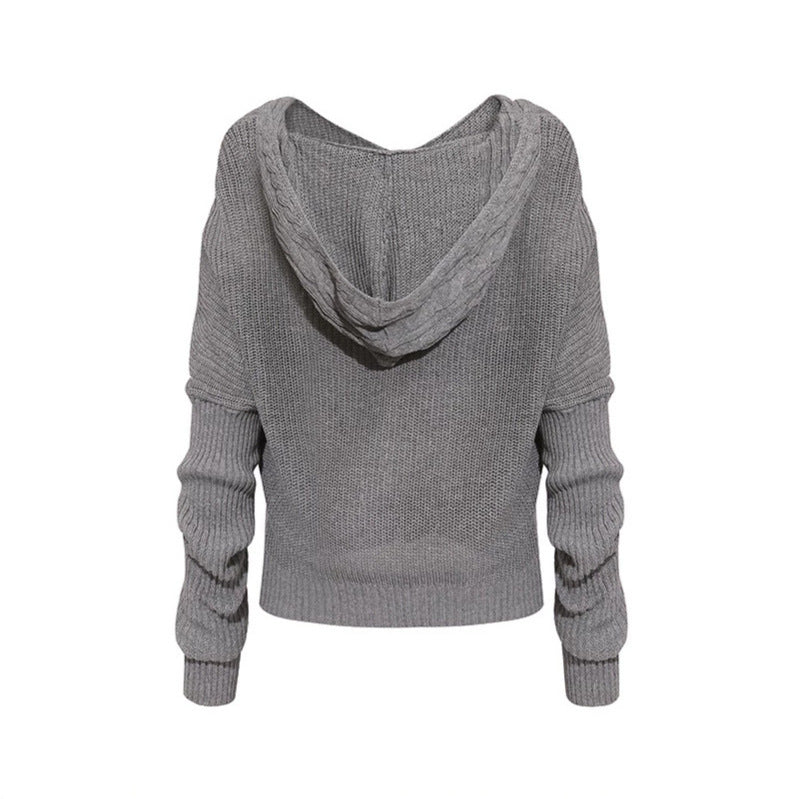 Damen figurnahe Zopfmuster-Strickjacke mit durchgehendem Reißverschluss und weitem V-Ausschnitt Nord Taschen