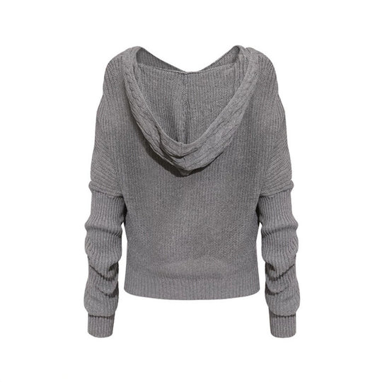 Damen figurnahe Zopfmuster-Strickjacke mit durchgehendem Reißverschluss und weitem V-Ausschnitt Nord Taschen