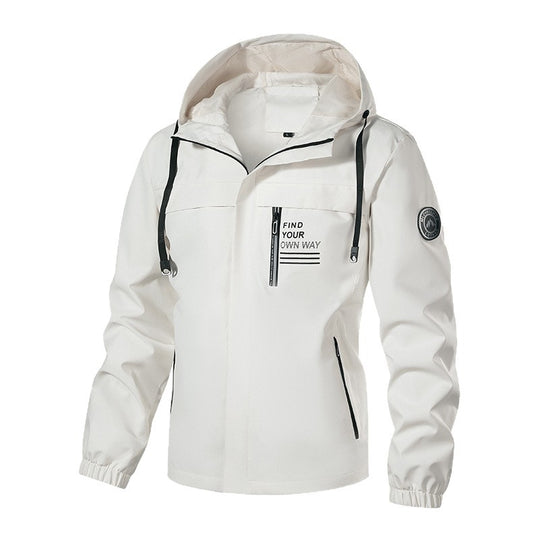 Herren Softshell-Outdoorjacke mit Kapuze, wasserabweisend und Brust-Reißverschlusstasche Nord Taschen