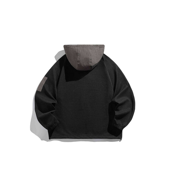 Unisex Oversize Kapuzen-Anorak-Pullover mit halber Druckknopfleiste, Utility-Ärmeltasche und Thermostruktur Nord Taschen