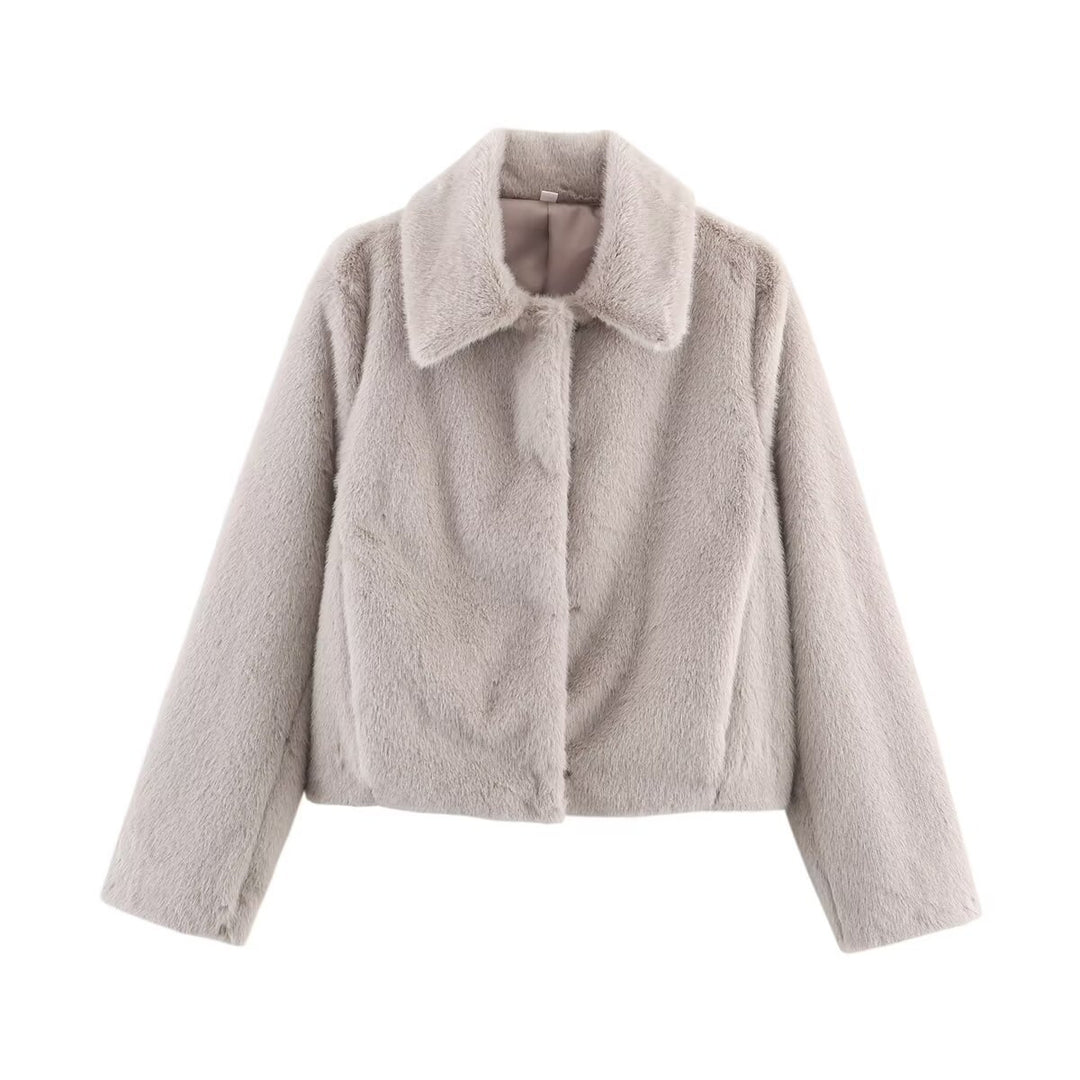 Damen Cropped Kunstfell‑Blouson mit Umlegekragen und weichem Teddy‑Fauxfur Nord Taschen