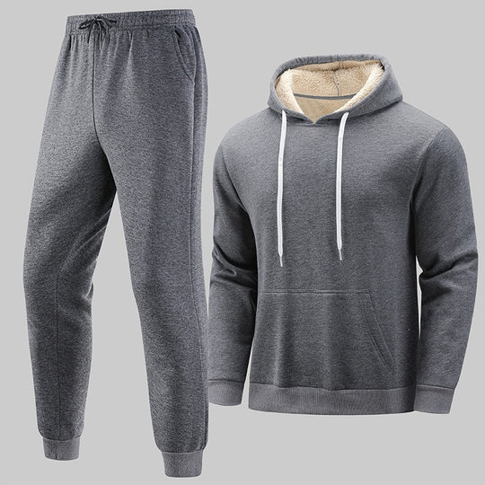 Herren Gefüttertes Freizeit-Set aus Kapuzenpullover mit Teddyfutter‑Kapuze & Thermo-Jogginghose Nord Taschen