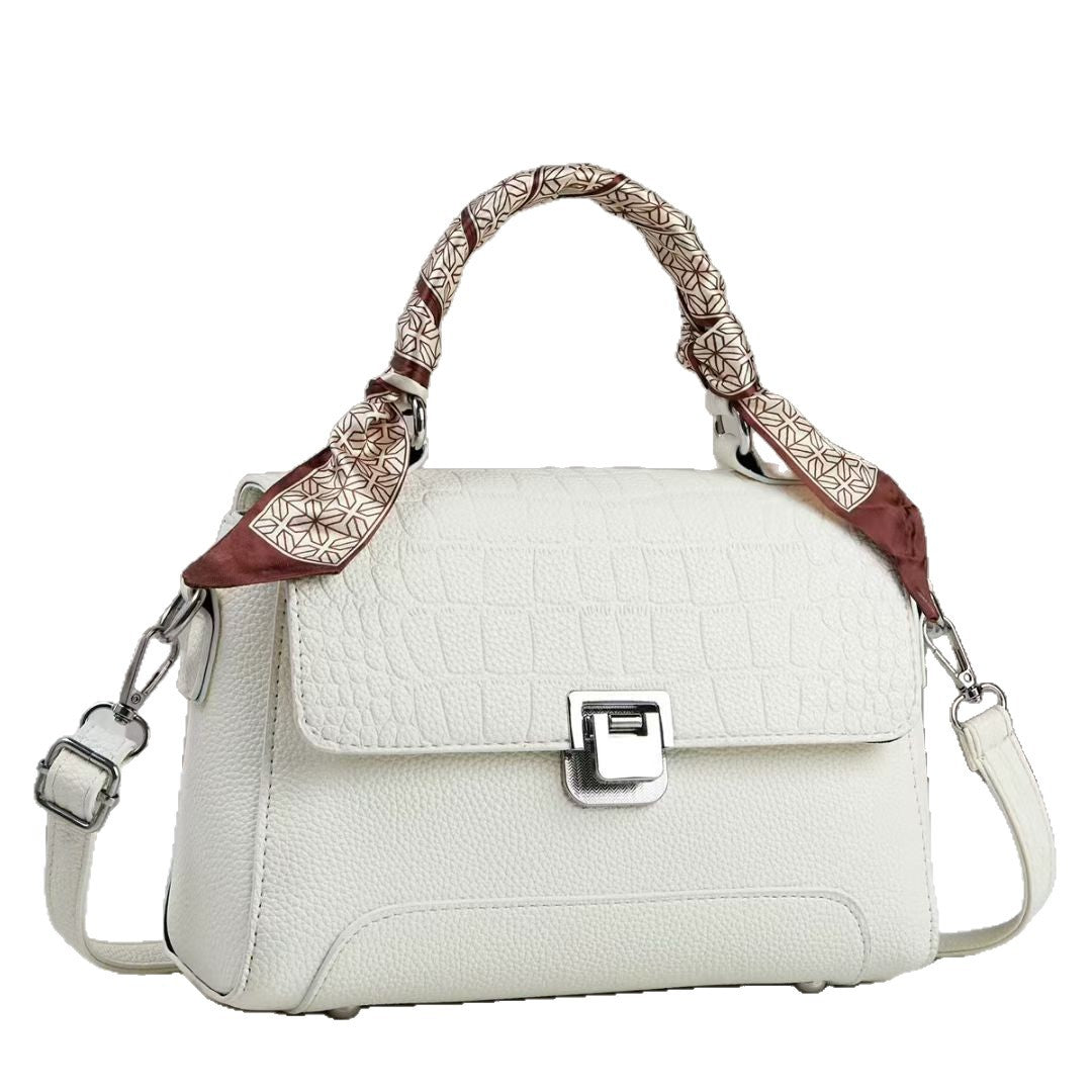 Damen elegante Handtasche mit abnehmbarem Tragegurt und dekorativem Schal Nord Taschen