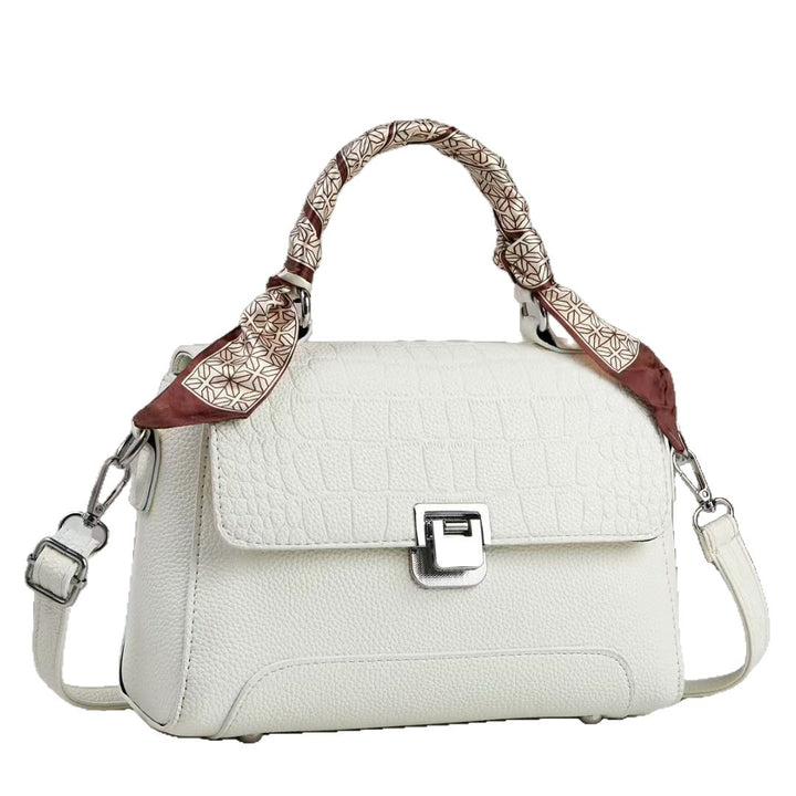 Damen elegante Handtasche mit abnehmbarem Tragegurt und dekorativem Schal Nord Taschen