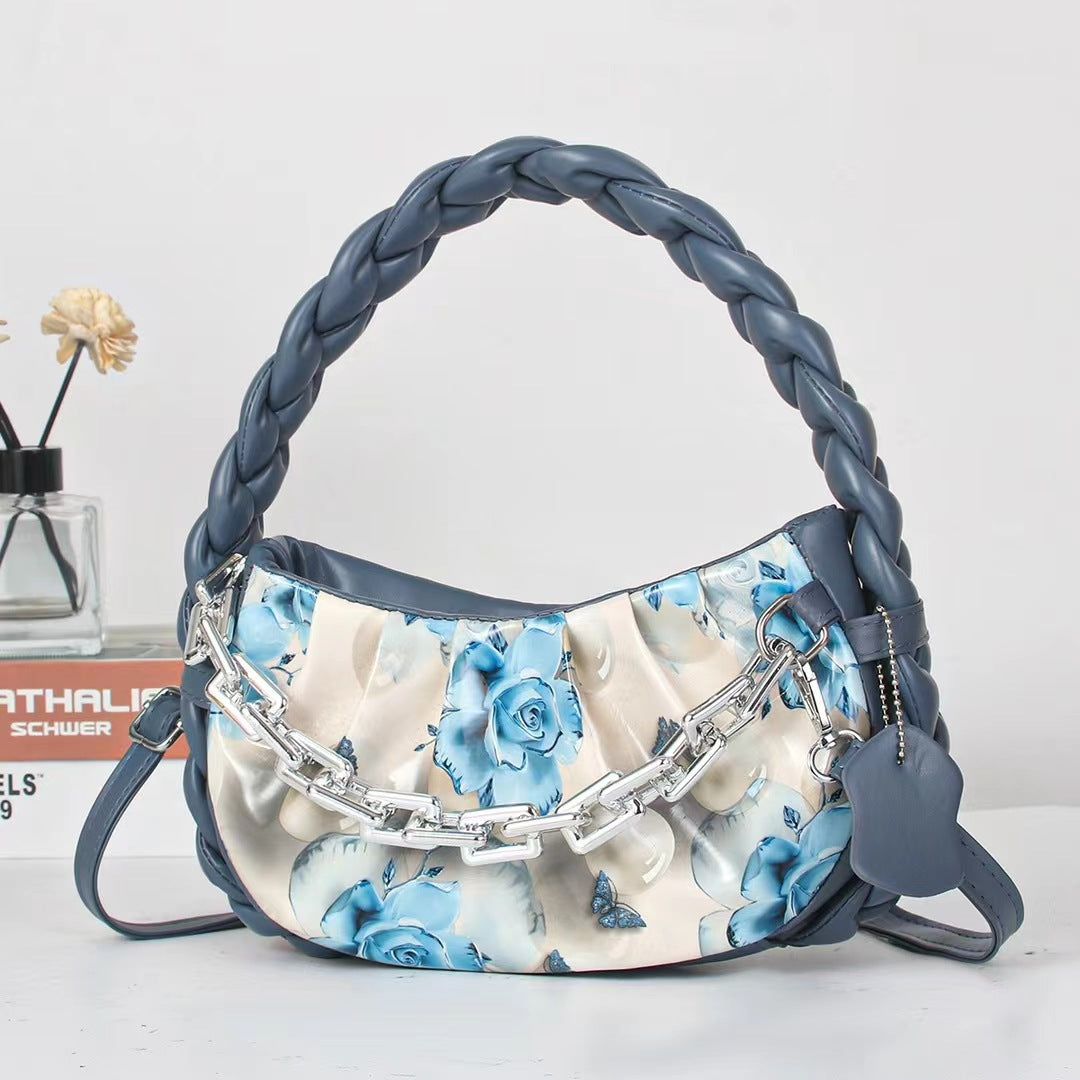 Damen modische Handtasche mit raffiniertem Blumendesign und Kettenakzent Nord Taschen