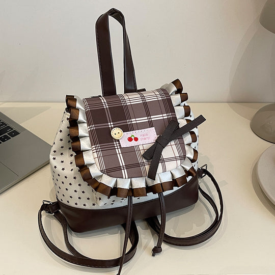 Damen Rucksack mit kreativem Karomuster und verspielten Details Nord Taschen