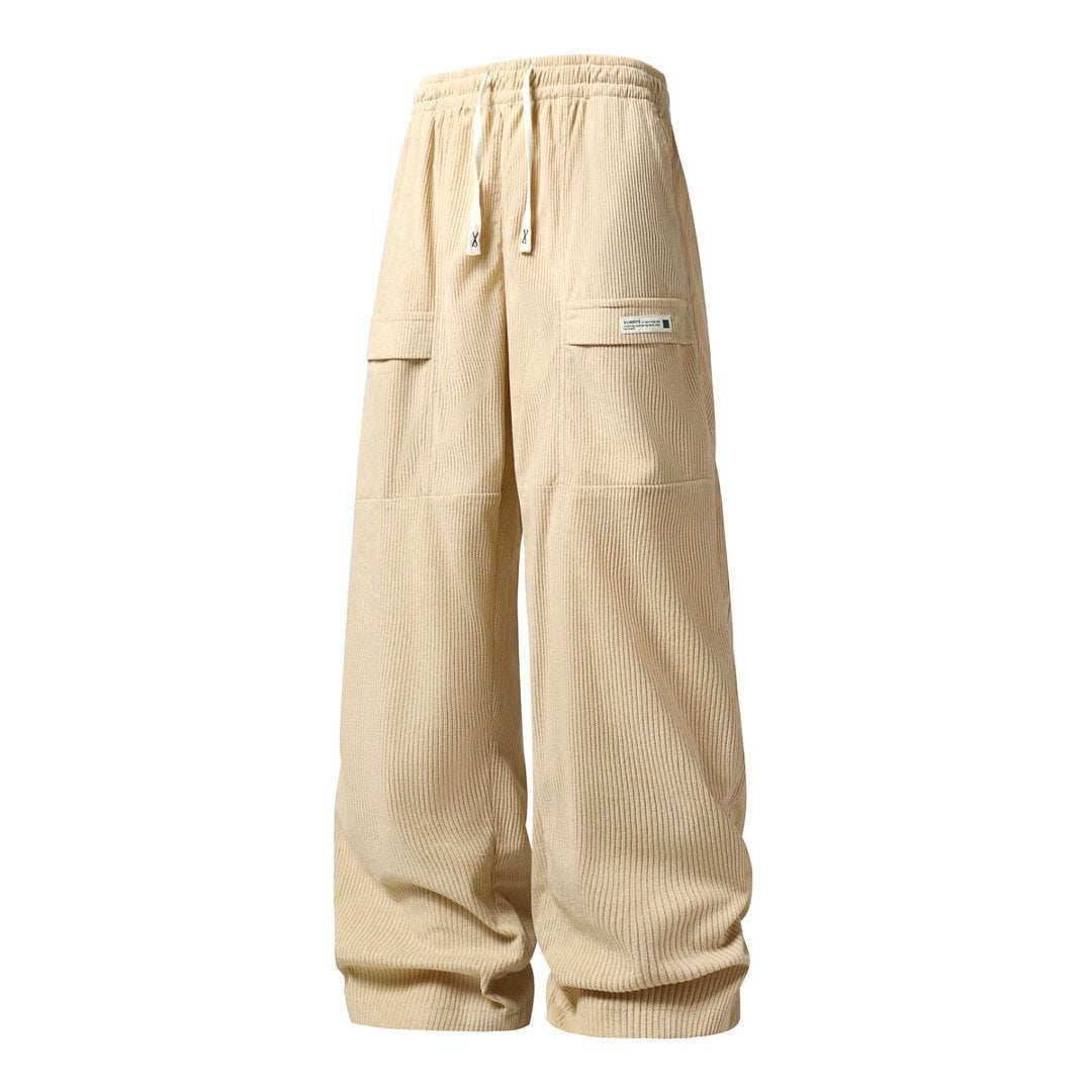 Herren Weite Cord-Cargohose mit Tunnelzugbund, Klapptaschen & gerippter Struktur Nord Taschen