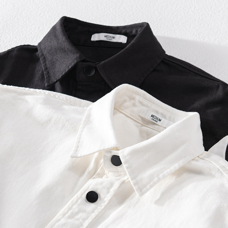 Herren Baumwoll-Overshirt im Layering-Stil mit geometrischen Colorblock-Einsätzen und Druckknopf-Leiste Nord Taschen