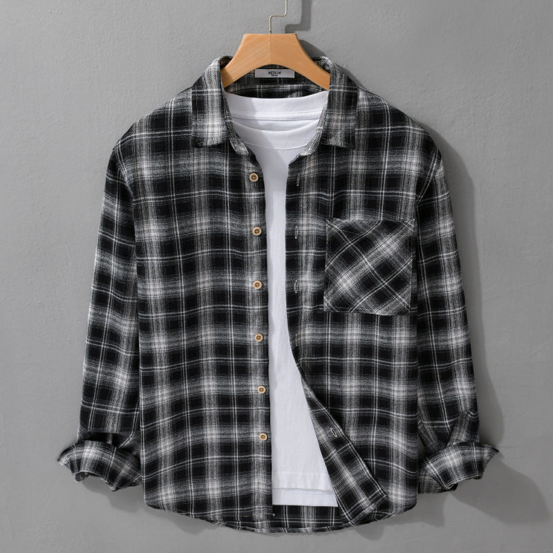 Herren Kariertes Flanell-Overshirt mit weicher Baumwollstruktur, Brusttasche und Relaxed-Fit Nord Taschen
