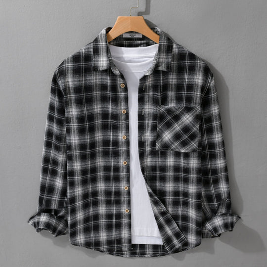 Herren Kariertes Flanell-Overshirt mit weicher Baumwollstruktur, Brusttasche und Relaxed-Fit Nord Taschen