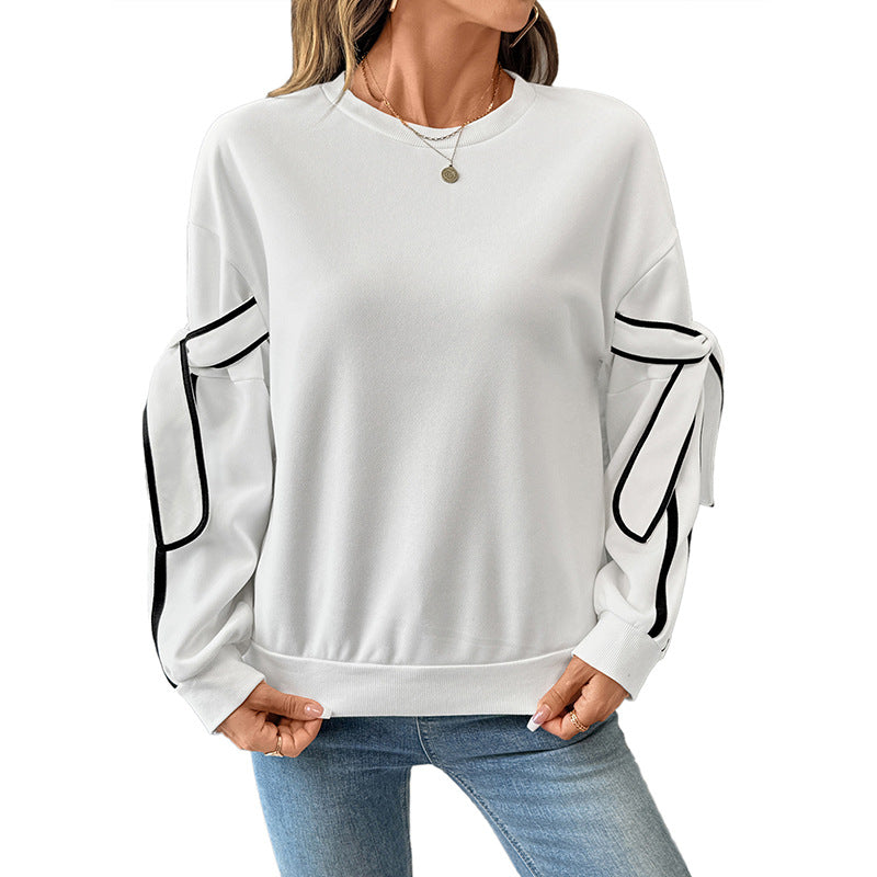 Damen Oversize-Sweatshirt mit Schleifenärmeln und Kontrastpaspel Nord Taschen