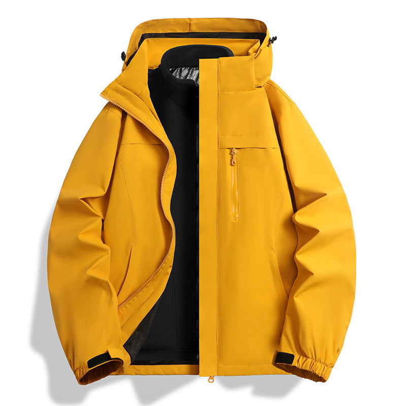 Herren Zwei-in-eins Softshell-Hybridjacke mit abnehmbarer Fleece-Innenjacke und wasserabweisender Membran Nord Taschen