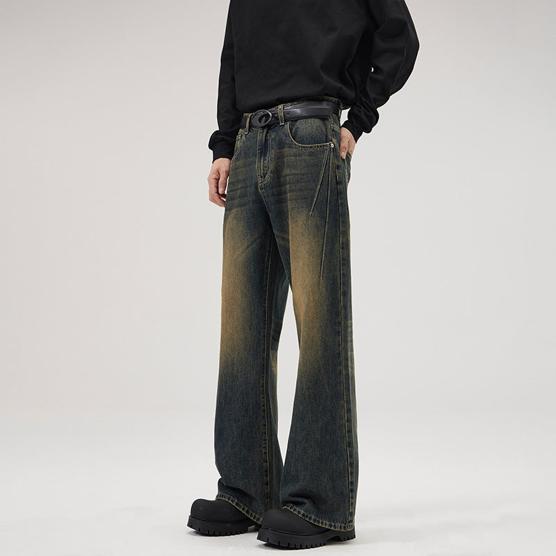 Herren Baggy-Denimhose mit extra weitem Bein und Vintage-Waschung Nord Taschen