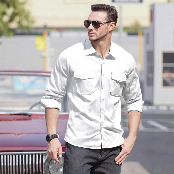 Herren Lässiges Langarmhemd mit praktischen Brusttaschen und modernem Schnitt